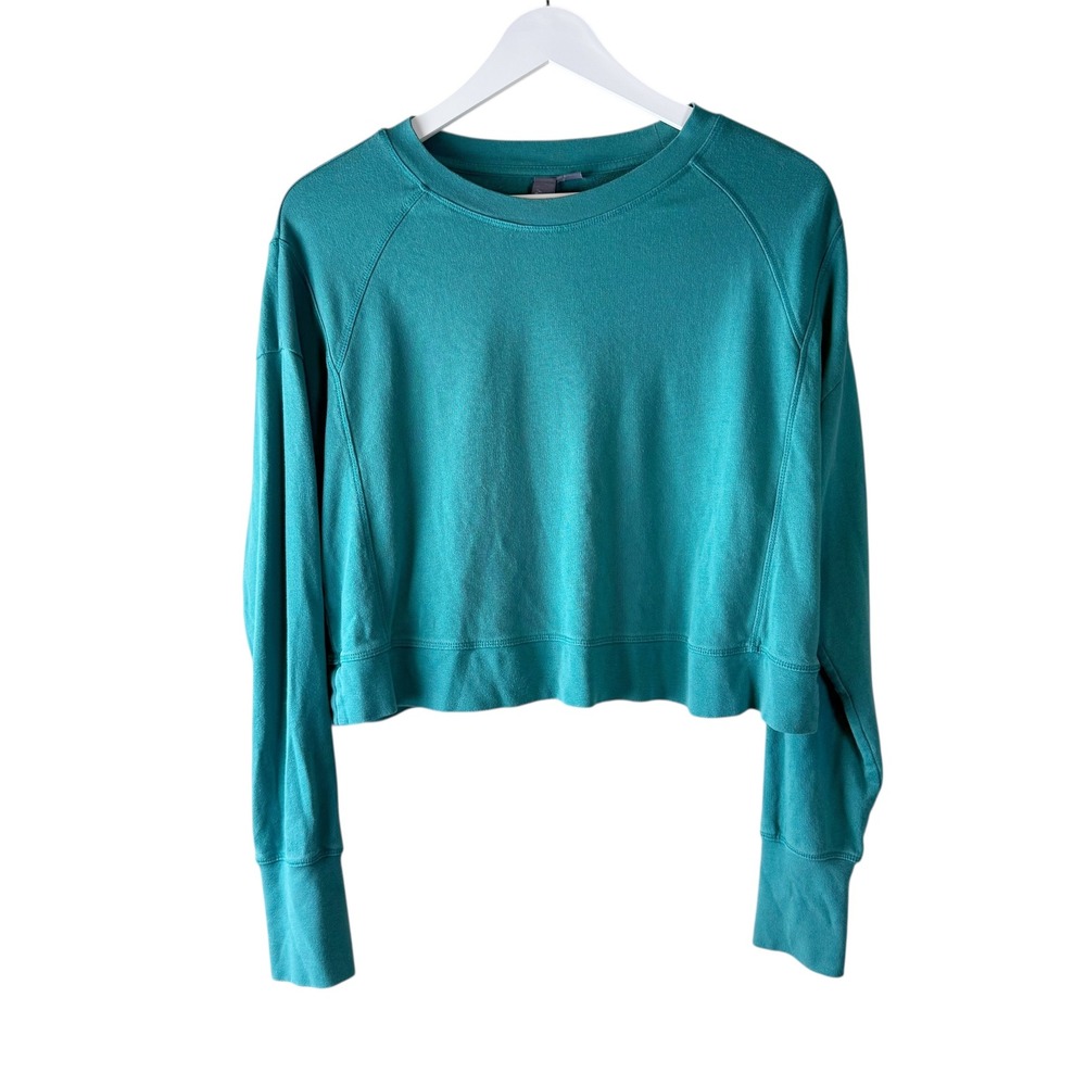 Sweaty Betty Harmonise Luxe Fleece Cropped Sweatshirt Teal‎ Green Womens Size S